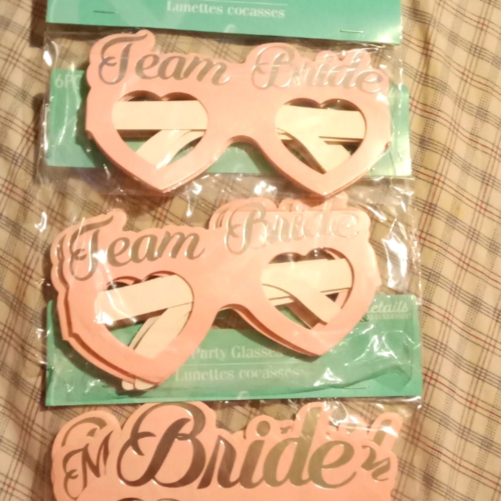 Pink with silver letters Bride and Team bride party glasses